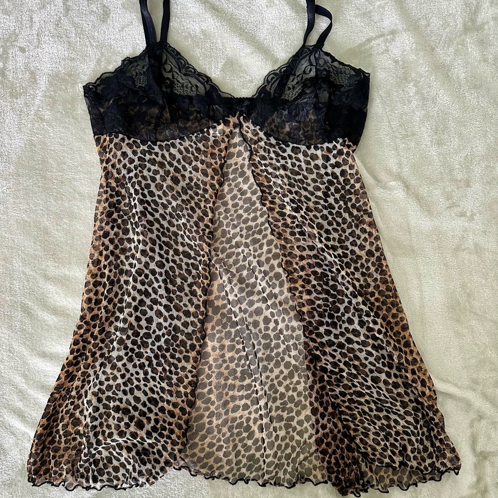 Victoria's Secret Leopard Print Chemise with Black Lace